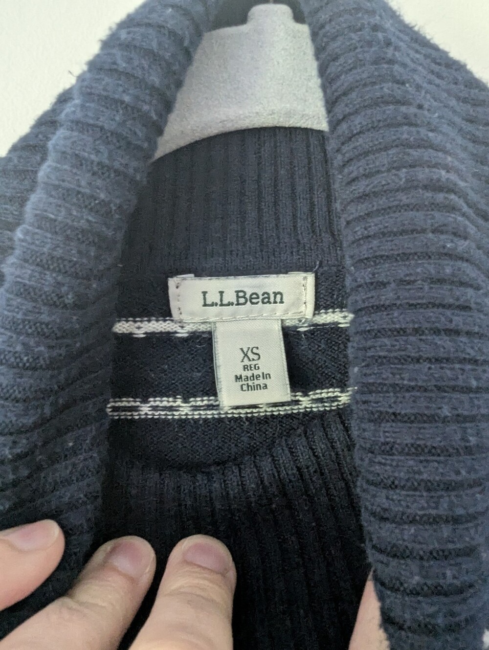 L.L. Bean Nordic Fair Isle Cotton Cashmere Navy Turtleneck Sweater - Picture 3 of 9
